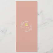 Roze bladkrans moderne Chinese bruiloftsbanket Menu (Achterkant)