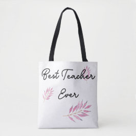 Roze bladmotief Beste leraar ooit Tote Bag