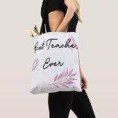 Roze bladmotief Beste leraar ooit Tote Bag (Dichtbij)
