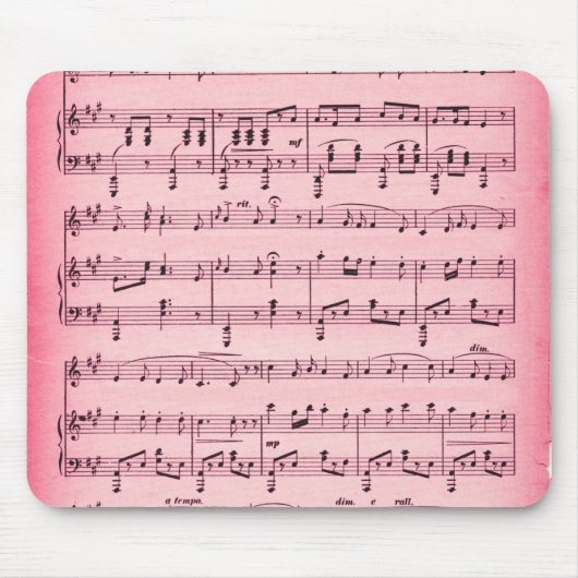 Roze bladmuziek muismat (Voorkant)