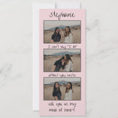 Roze bladwijzer fotostrip bruidsmeisje voorstel save the date (Voorkant)