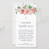 Roze Bladwijzer van Floral Baptism voor meisjes Bedankkaart (Voorkant)