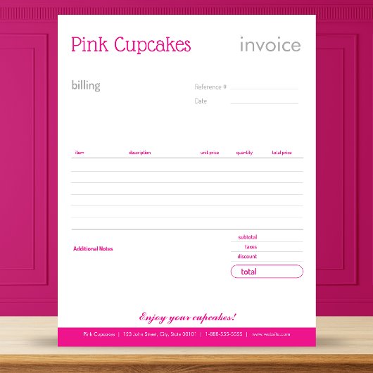 Roze blanco bestelformulier of Notitieblok factuur