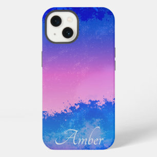 Roze Blau Abstracte Zonsondergang Oceaan Spetter P iPhone 13 Hoesje