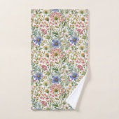 Roze Blau Aquarel Wilde Bloemen Bad Handdoek (Handdoek)