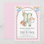 Roze & Blau Babyschoentjes Thema Kaart (Voorkant / Achterkant)