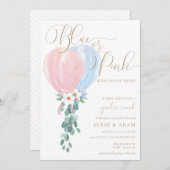 Roze Blau Ballon Geslacht Onthulling Kaart (Voorkant / Achterkant)