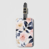 Roze Blau Chic Bloemen Bagagelabel (Voorkant (verticaal))
