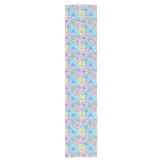 Roze Blau en Gele Bloemen Korte Tafelloper