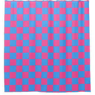 Roze Blau Geruit Controlepatroon Douchegordijn