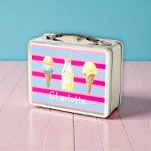 Roze Blau Gestreepte IJslunchbox