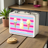 Roze Blau Gestreepte IJslunchbox