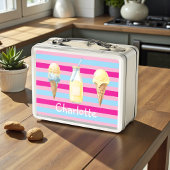 Roze Blau Gestreepte IJslunchbox