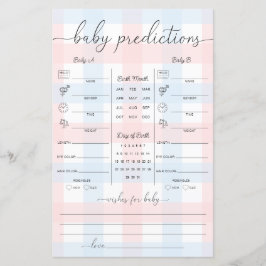 Roze Blau Gingham Tweeling Baby Voorspellingen Spe