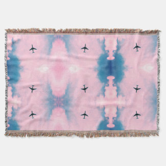 Roze Blau Lucht Vliegtuig Patroon Reis Esthetisch  Deken