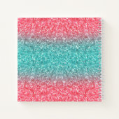 Roze Blau Ombre Glitter Monogram Schetsboek Notitieboek (Achterkant)