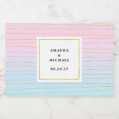 Roze Blau Ombré met Dunne Gouden Lijnen - Trouwen Sparkling Wijnetiket (Enkel label)