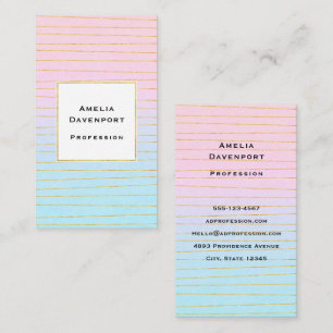 Roze Blau Ombre met dunne gouden lijnen Visitekaartje
