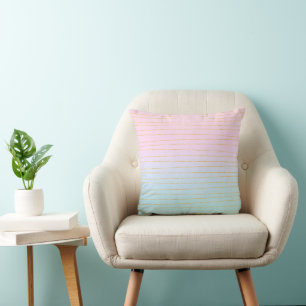Roze Blau Ombre met Gouden Lijnen Kussen