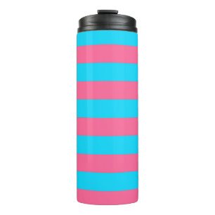 Roze Blau Strepen Patroon Thermosbeker