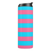 Roze Blau Strepen Patroon Thermosbeker (Gedraaid links)