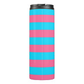Roze Blau Strepen Patroon Thermosbeker (Achterkant)