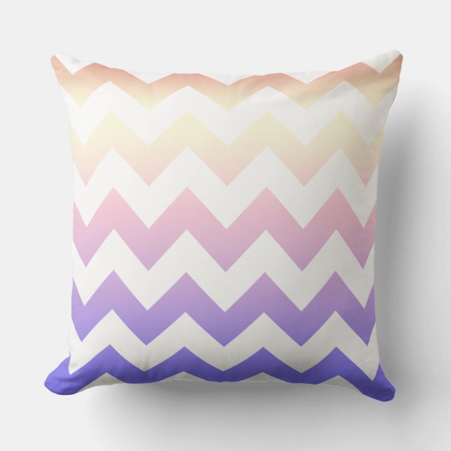 Roze Blau Zig Zag Gestreepte Trow Kussen (Voorkant)