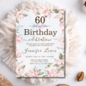 Roze Blauw 60 Fabulous Bloemen Verjaardagsfeest Kaart