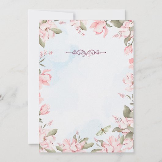 Roze Blauw 60 Fabulous Bloemen Verjaardagsfeest Kaart (Achterkant)