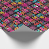 Roze Blauw Abstract Geometrisch Decoratiepatroon Cadeaupapier (Hoek)