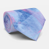 Roze blauw Abstract ontwerp penseelstreken Stropdas (Opgerold)