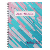 Roze & Blauw Abstract Patroon Spiral Notitieboek (Voorkant)