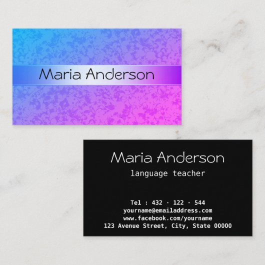 roze blauw, abstract, patroon visitekaartje (Voorkant / Achterkant)
