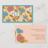 Roze blauw  Abstract plantaardig leder Visitekaartje (Voorkant / Achterkant)