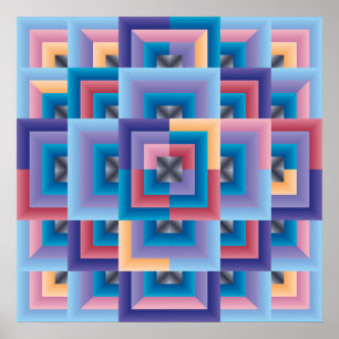 Roze blauw Abstract Poster