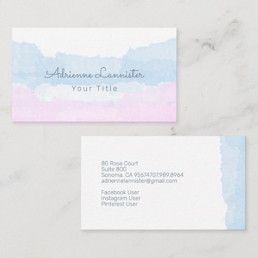 Roze blauw Abstract Visitekaartje (Voorkant / Achterkant)