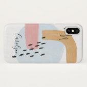 Roze Blauw Abstract Waterverf Patroon Case-Mate iPhone Case (Achterkant (horizontaal))