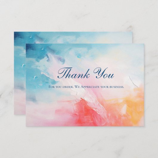 Roze Blauw Abstract Zakelijk Dank u kaarten (Voorkant / Achterkant)