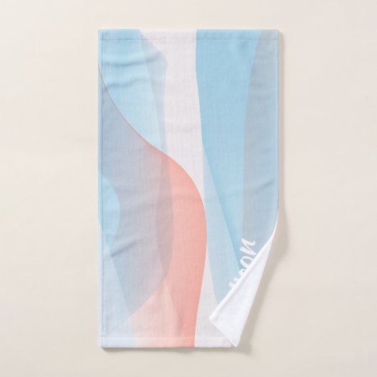 Roze blauw abstracte naam bad handdoek (Handdoek)