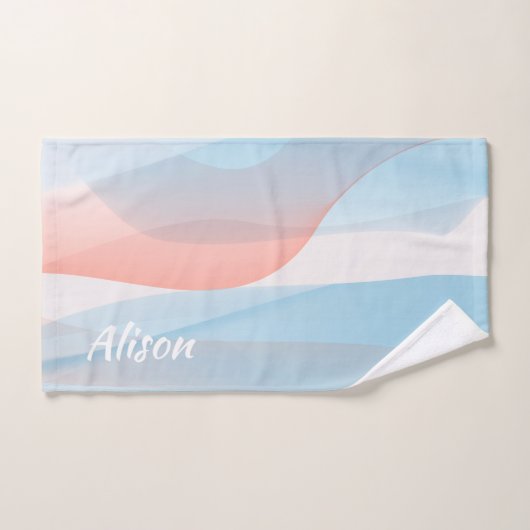 Roze blauw abstracte naam bad handdoek (Handdoek)