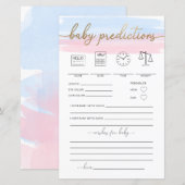 Roze Blauw Aquarel Baby Voorspellingen Spel (Voorkant / Achterkant)