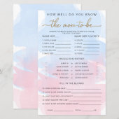 Roze Blauw Aquarel Goud Know The Mom-to-be Game (Voorkant / Achterkant)