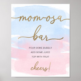 Roze Blauw Aquarel Goud Mom-osa Bar Bord Poster