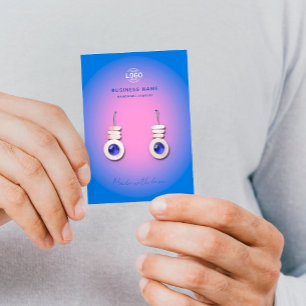 Roze Blauw Aura Modern Oorbellen Display Kaart Visitekaartje