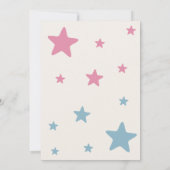 Roze Blauw Beige Beren ballon & Sterren Geslacht o Kaart (Achterkant)