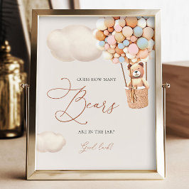 Roze Blauw Beren ballonnen raden hoeveel Beren tek Foto Afdruk