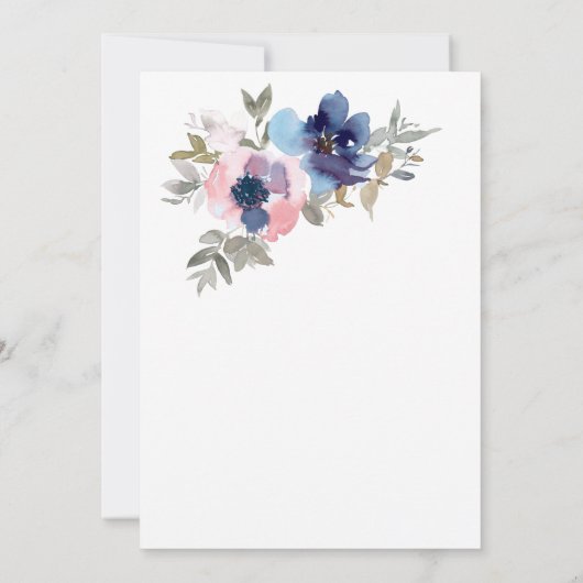 Roze blauw blauw Waterverf Kaart (Achterkant)