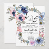 Roze blauw blauw Waterverf Kaart (Voorkant / Achterkant)