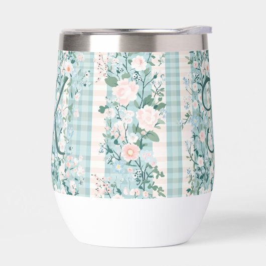 Roze Blauw Blauwgroen Monogram Initiaal Gingham Gi (Links)