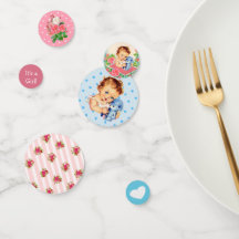 Roze Blauw Bloemen  Baby Teddy Bear Confetti